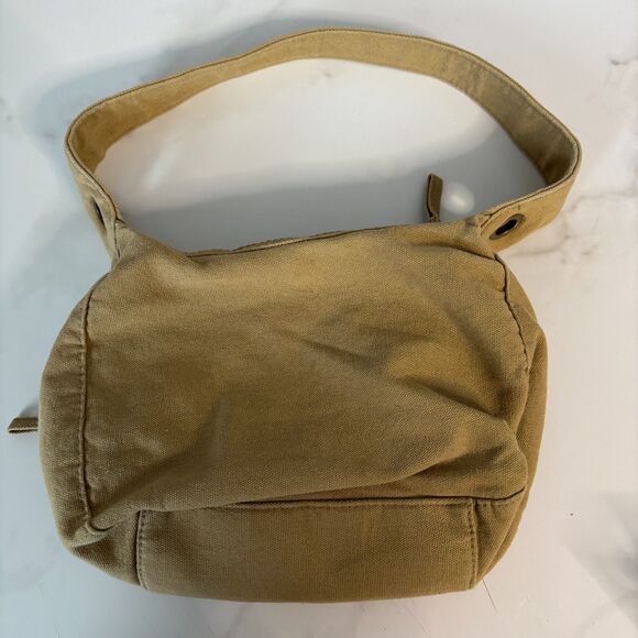 Vintage Y2K 90s Purse Bag Baguette Shoulder Bag Military Pockets Canvas Beige - Picture 2 of 9